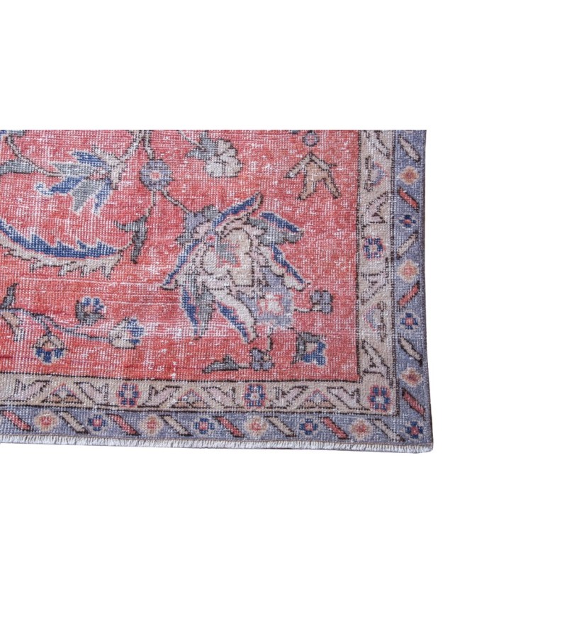 6X9 Feet . Tille brick Color Rug , Flowers Pattern Rug , Turkish Hand Knotted Rug , Muted  Living Room Rug , No Repeair PErfect Condtion