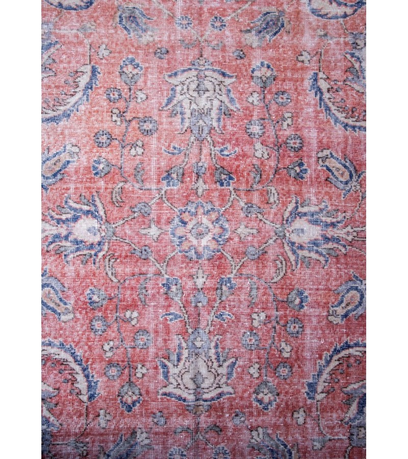 6X9 Feet . Tille brick Color Rug , Flowers Pattern Rug , Turkish Hand Knotted Rug , Muted  Living Room Rug , No Repeair PErfect Condtion