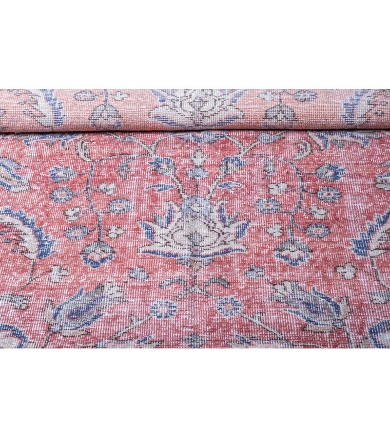 6X9 Feet . Tille brick Color Rug , Flowers Pattern Rug , Turkish Hand Knotted Rug , Muted  Living Room Rug , No Repeair PErfect Condtion