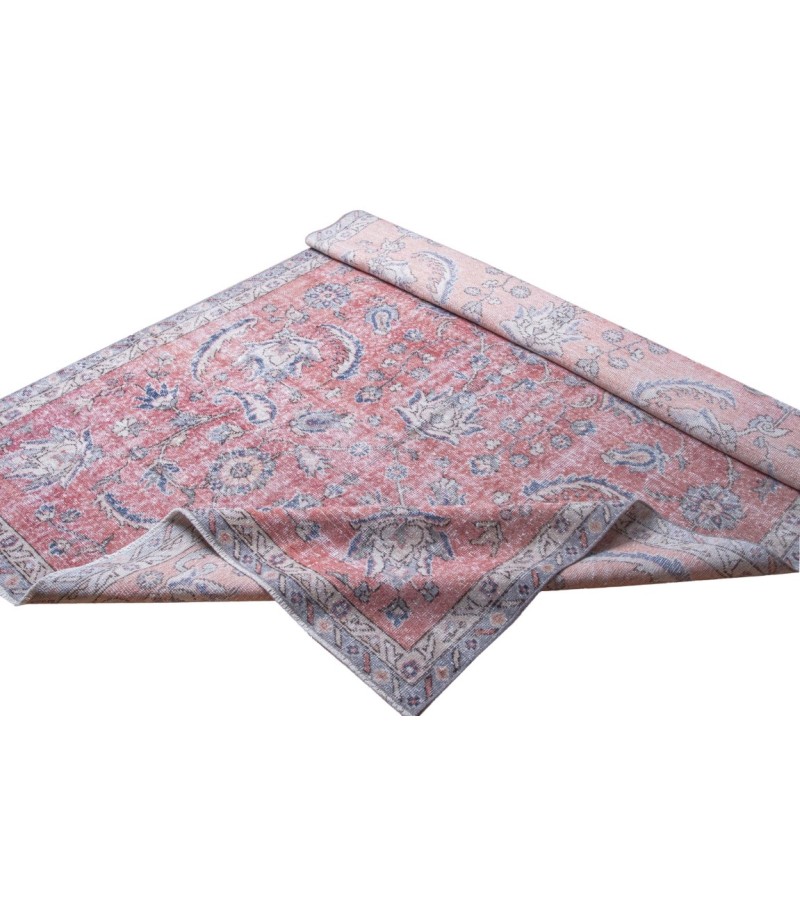 6X9 Feet . Tille brick Color Rug , Flowers Pattern Rug , Turkish Hand Knotted Rug , Muted  Living Room Rug , No Repeair PErfect Condtion