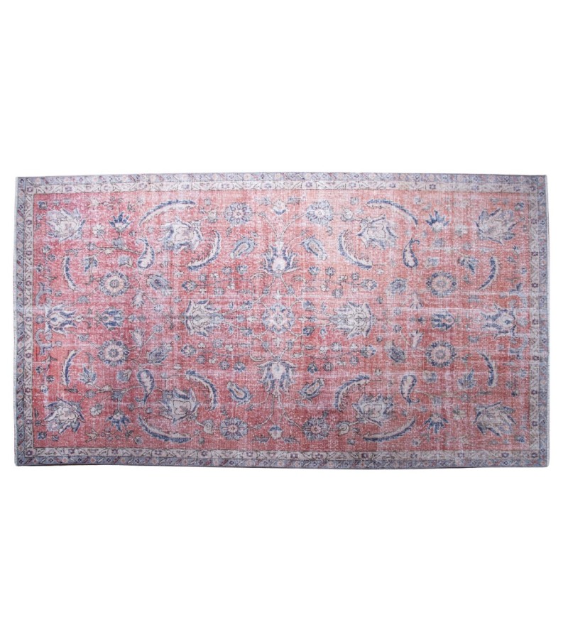 6X9 Feet . Tille brick Color Rug , Flowers Pattern Rug , Turkish Hand Knotted Rug , Muted  Living Room Rug , No Repeair PErfect Condtion