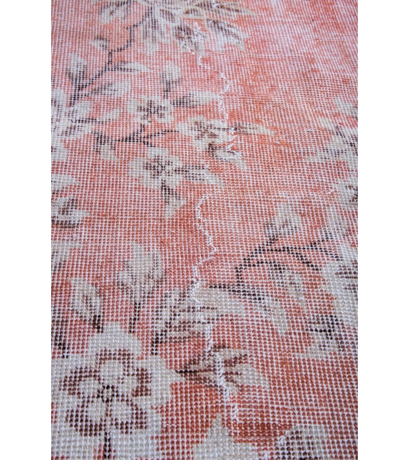 6X10 Feet . Pink Color Antique Rug , Turkish Hand Knotted Rug , Mid-Country Living Room Rug , Tile PAttern Rug , No Repeair Perfect Condition Rug 