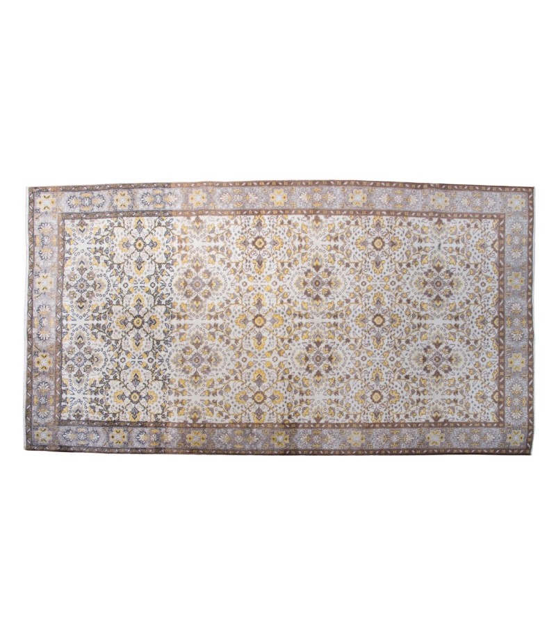 5X9 Feet . Beige Color Brown PAttern Rug , All over Flowers  Turkish Hand KNotted Rug , Anatolian  Rug , No Repeair Perfect Condition Rug