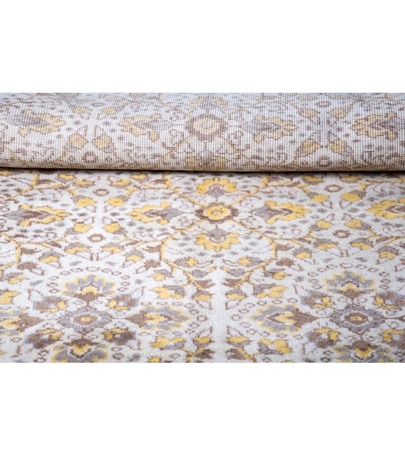 5X9 Feet . Beige Color Brown PAttern Rug , All over Flowers  Turkish Hand KNotted Rug , Anatolian  Rug , No Repeair Perfect Condition Rug