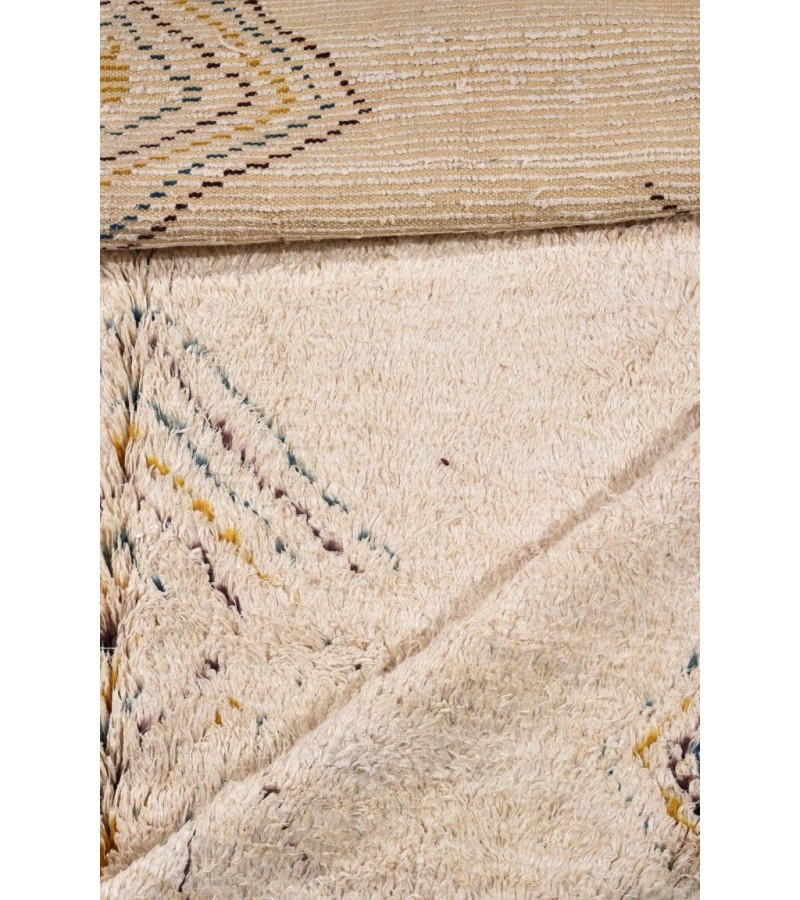7X10 Feet . Modern Carpet, Turkish Shaggy Tulu rug ,handmade shaggy rug , Beige details Colors high Pile Designer rug