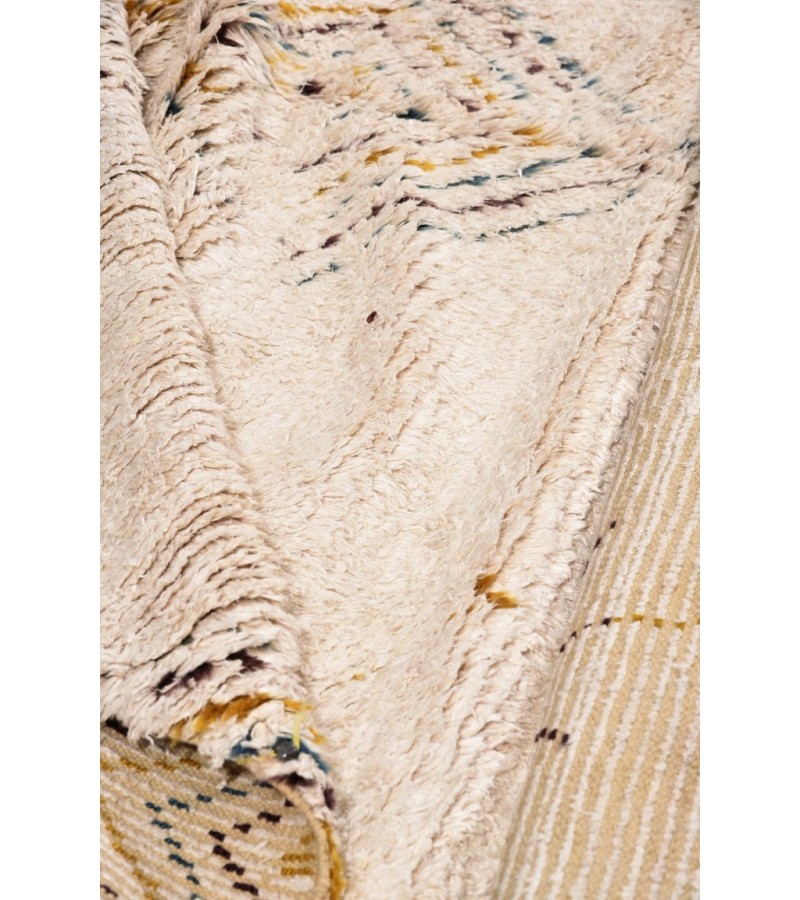 7X10 Feet . Modern Carpet, Turkish Shaggy Tulu rug ,handmade shaggy rug , Beige details Colors high Pile Designer rug