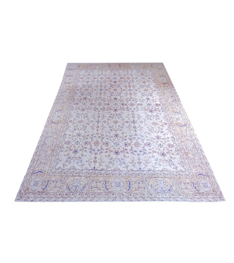6.10 X 10.4  Feet .  210x315 cm Turkish Hand KNotted Antique Rug,  Beige Color Blue Detail Rug ,  No Repeair Perfect Condition  