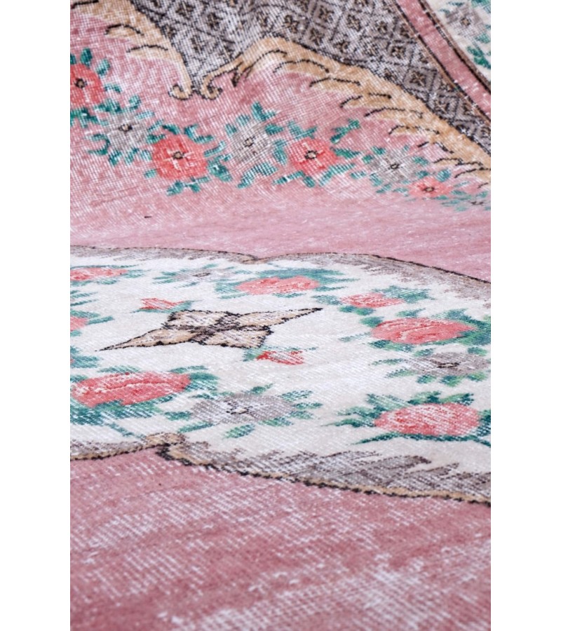 6.5 X 10.9 Ft.. 195x330 cm Multi Color Rug , Flowers Madallion Pattern Rug , Hand Knotted Antique Rug , Decoration Rug , Turkish Area Rug 