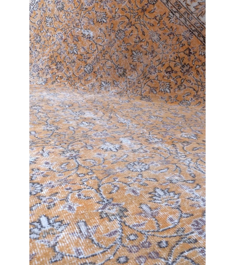 6.8 X 10 Ft.. 204x305 cm Antique Living Room Rug , Turkish Hand Knotted Rug ,Brick Colors Rug ,  No Repeair Perfect Condition