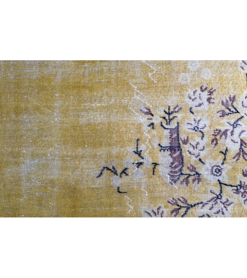 5X8 Feet  .  Yellow  Color Vintage Rug , Hand Knotted Rug , Luxury Living Room Rug , No Repeair Perfect Condtion  , Antique Faded Rug 