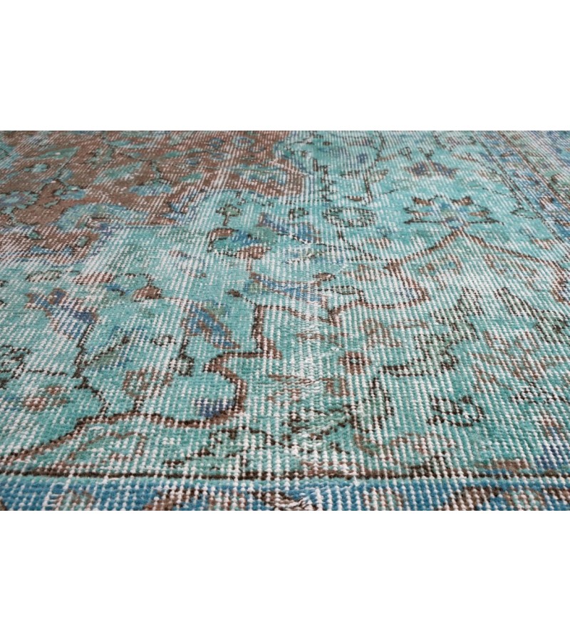 6.9  X 9.10  Ft.. 205x300 Cm..  Oversize Blue Living Room Vintage Rug , Turkish Hand KNotted Antique Rug