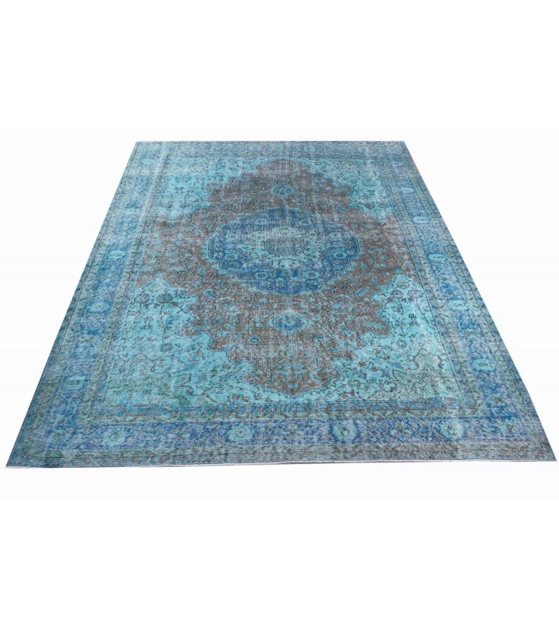 6.9  X 9.10  Ft.. 205x300 Cm..  Oversize Blue Living Room Vintage Rug , Turkish Hand KNotted Antique Rug