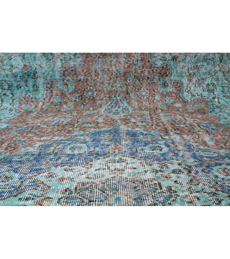 6.9  X 9.10  Ft.. 205x300 Cm..  Oversize Blue Living Room Vintage Rug , Turkish Hand KNotted Antique Rug