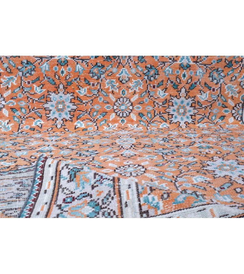 6.3 X 9.7 Ft.. 190x290 cm All over Floral Living Room  Rug , Turkish Hand Knotted Rug , Tille Brick  Colors Rug 