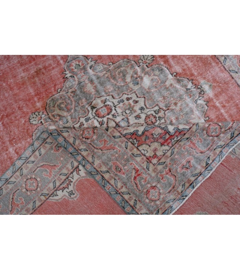6.8 X 10.3 Ft.. 204x312 cm Antique Living Room Rug , Light Red and Beige  Color  Rug , Turkish Hand Knotted Rug ,  No Repeair Perfect Condition