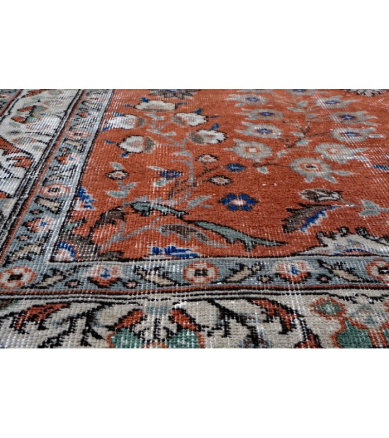 5X8 Feet.  Turkish Hand Knotted Rug , Floral  Pattern Rug ,  Antique Brick Tille Color Rug , No Repeair Perfect Condition