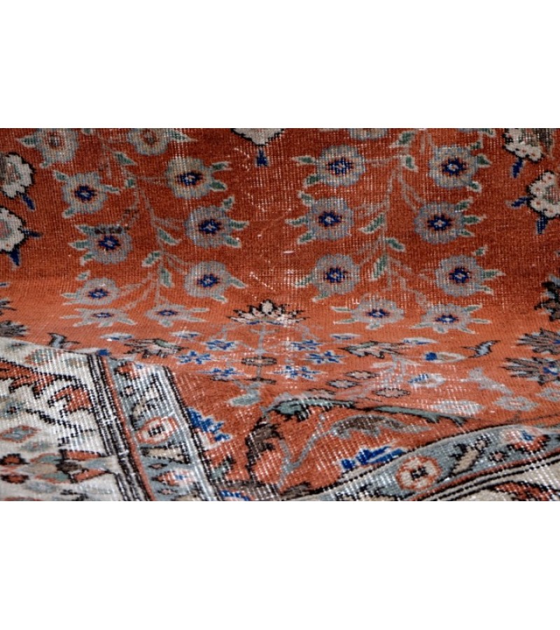 5X8 Feet.  Turkish Hand Knotted Rug , Floral  Pattern Rug ,  Antique Brick Tille Color Rug , No Repeair Perfect Condition