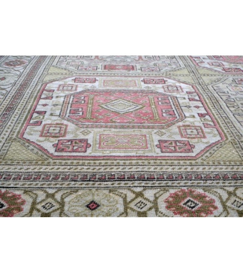 4 x 7.11 Ft. Beige  color Buhara Oushak  PAttern  Rug , Vintage Rug , Hand KNotted Antique Rug , Turkish Area Rug , Anatolian Rug