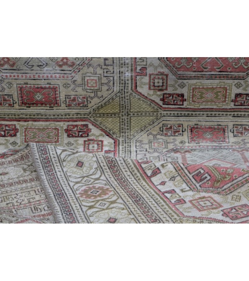 4 x 7.11 Ft. Beige  color Buhara Oushak  PAttern  Rug , Vintage Rug , Hand KNotted Antique Rug , Turkish Area Rug , Anatolian Rug