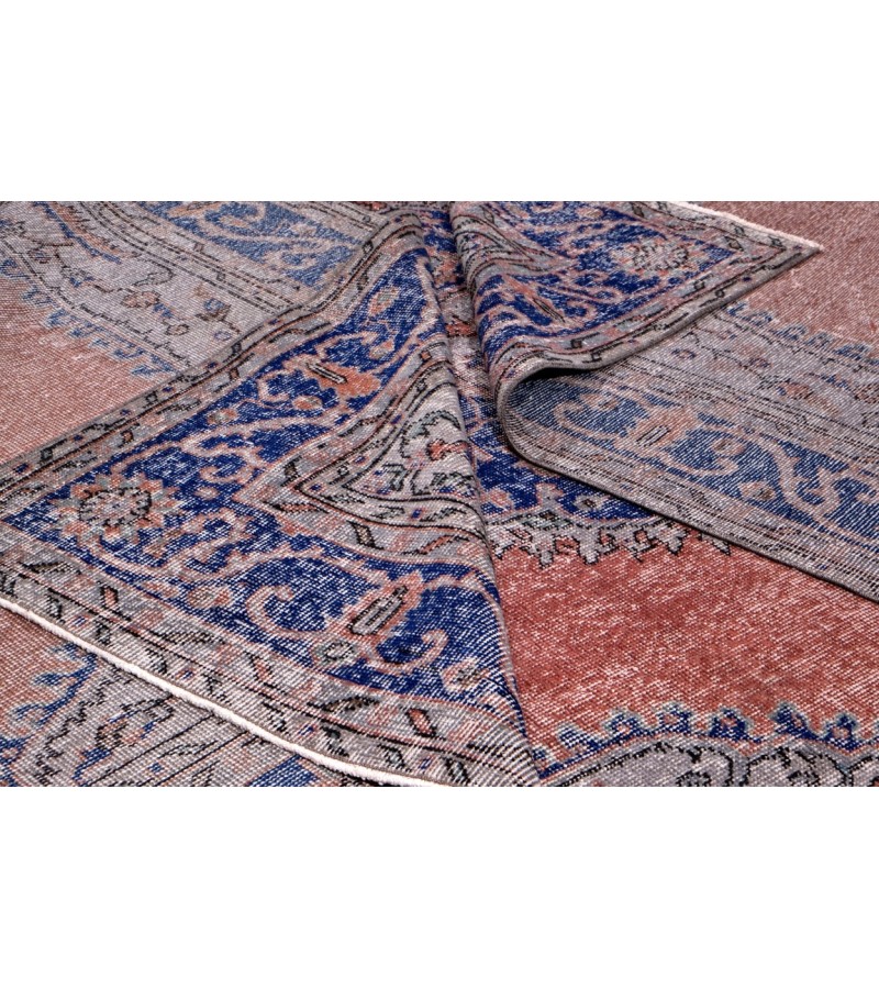 6.11 X 10.9 Ft.. 210x318 cm Pastel Colors Vintage Rug , Hand Knotted Mid-Country Rug , No Repeair Perfect Condition