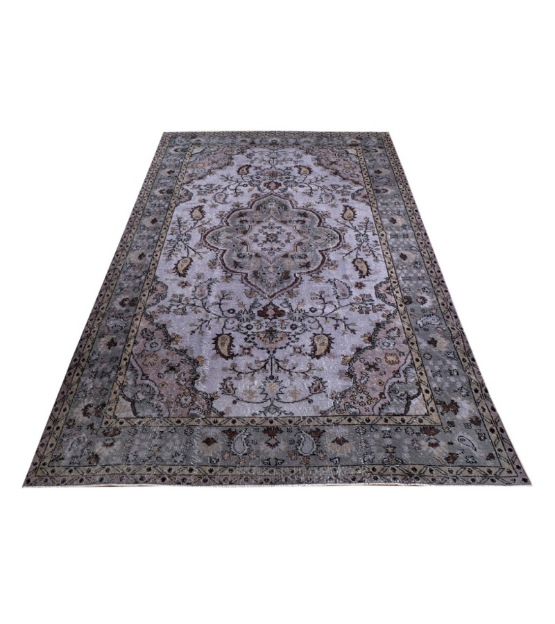 7X10  Feet . All over Flowers Pattern Rug , Gray  Color Antique Rug , Turkish Hand Knotted Living Room Rug , No Repeair Perfect Condition Rug
