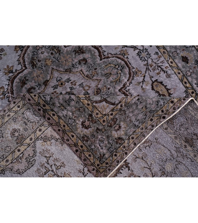 7X10  Feet . All over Flowers Pattern Rug , Gray  Color Antique Rug , Turkish Hand Knotted Living Room Rug , No Repeair Perfect Condition Rug