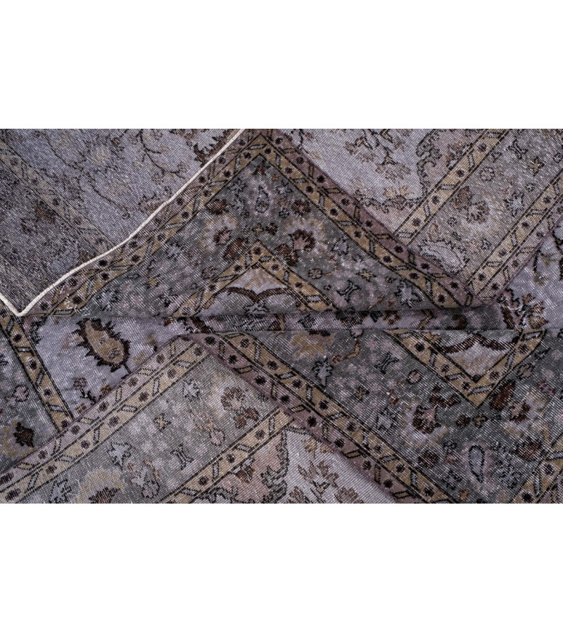 7X10  Feet . All over Flowers Pattern Rug , Gray  Color Antique Rug , Turkish Hand Knotted Living Room Rug , No Repeair Perfect Condition Rug