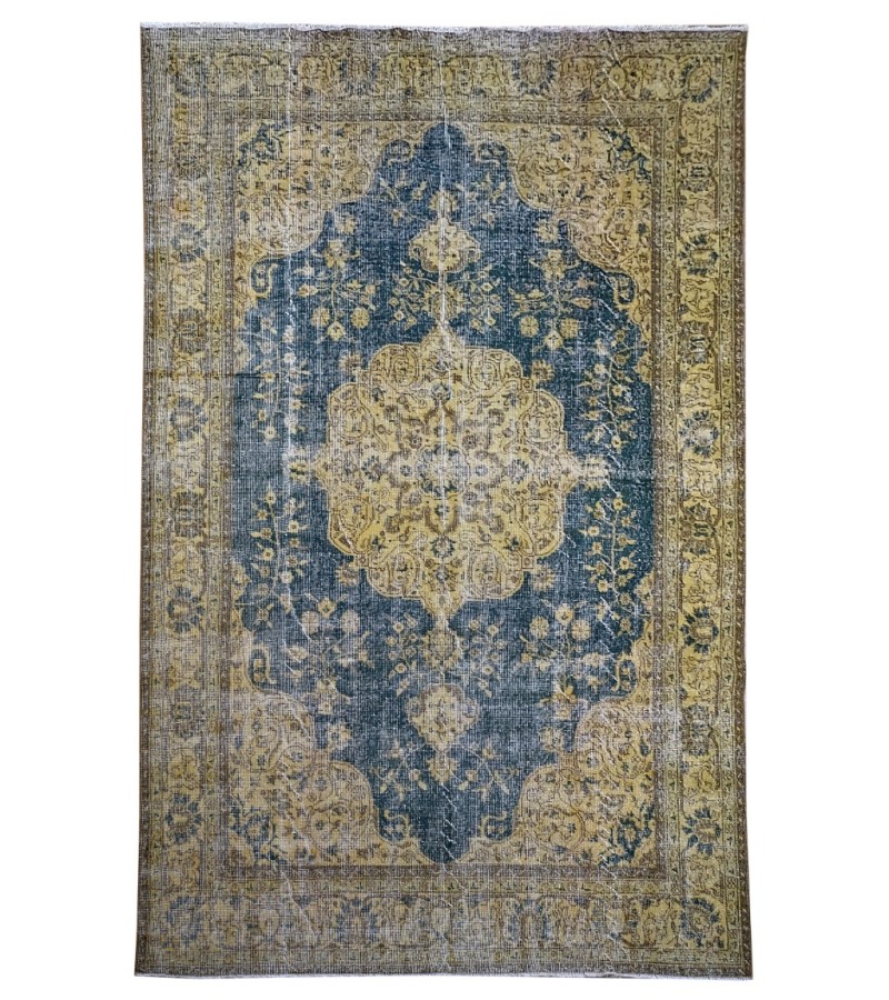 7X10 Feet , Blue Color Antique Rug , Turkish Area Rug , Muted Vintage Color Rug , No Repeair PErfect Condtion Rug 