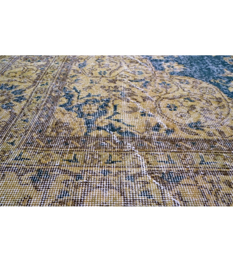 7X10 Feet , Blue Color Antique Rug , Turkish Area Rug , Muted Vintage Color Rug , No Repeair PErfect Condtion Rug