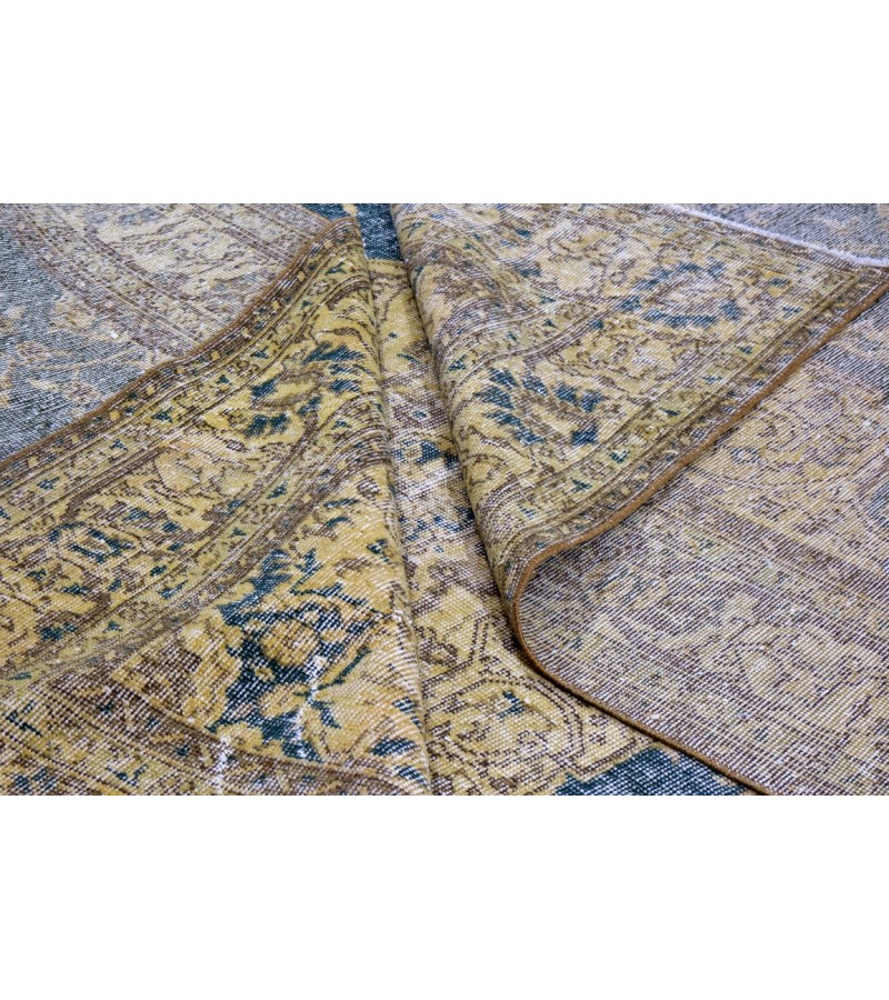 7X10 Feet , Blue Color Antique Rug , Turkish Area Rug , Muted Vintage Color Rug , No Repeair PErfect Condtion Rug