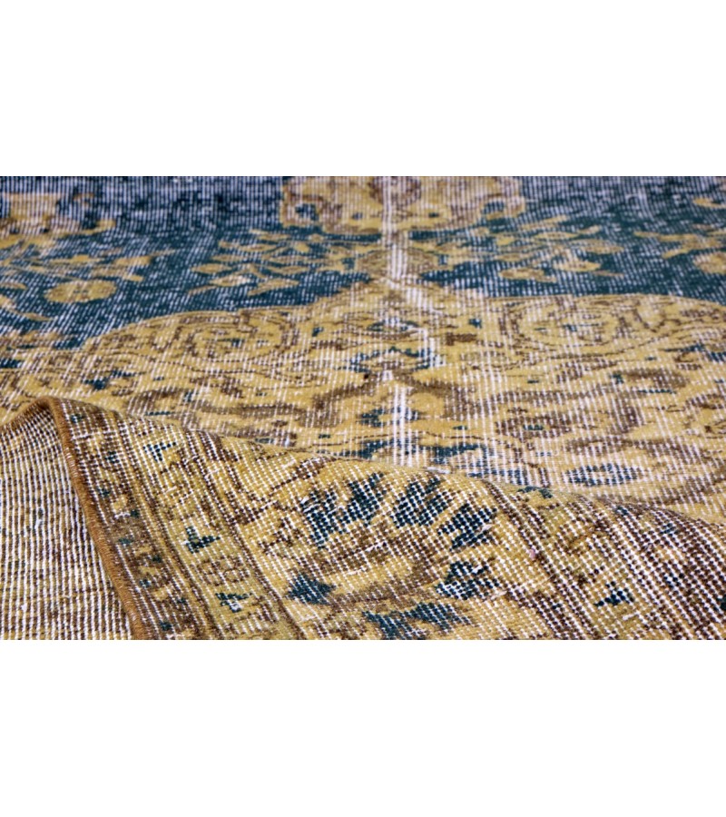 7X10 Feet , Blue Color Antique Rug , Turkish Area Rug , Muted Vintage Color Rug , No Repeair PErfect Condtion Rug