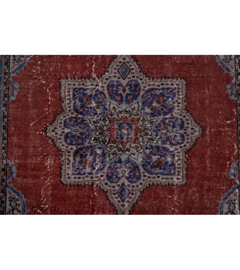 6X9 Feet  . Gray and Copper  Color Vintage Rug , Madellion  Pattern Rug , Turkish Hand Knotted Rug , No Repeair PErfect condition , Antique Rug