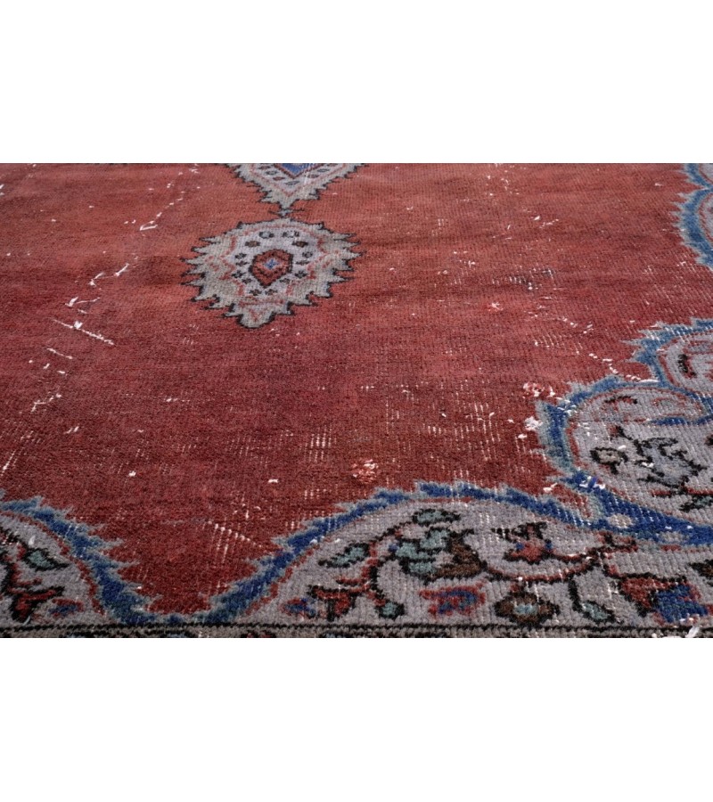 6X9 Feet  . Gray and Copper  Color Vintage Rug , Madellion  Pattern Rug , Turkish Hand Knotted Rug , No Repeair PErfect condition , Antique Rug