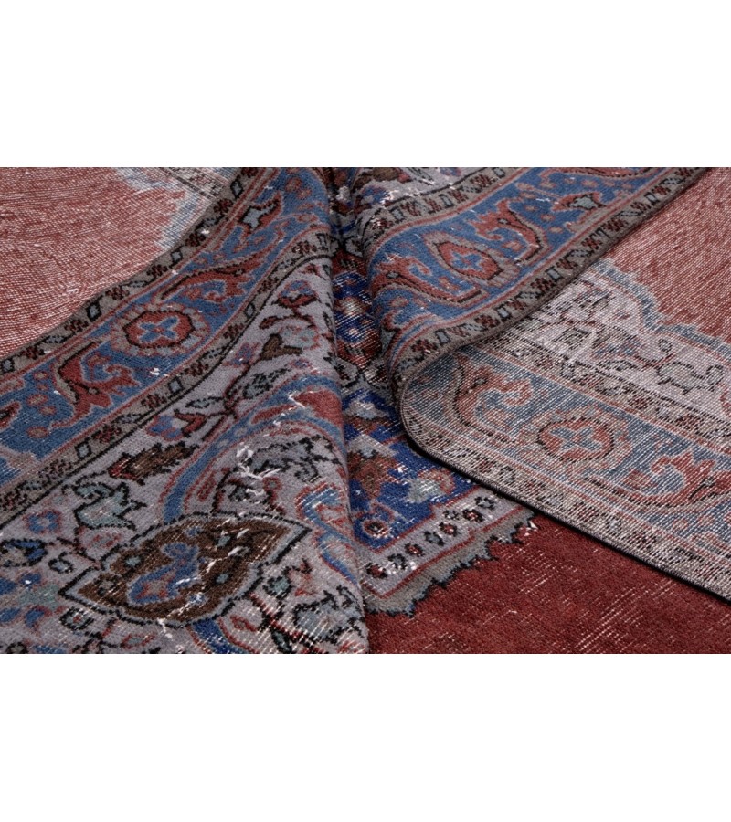 6X9 Feet  . Gray and Copper  Color Vintage Rug , Madellion  Pattern Rug , Turkish Hand Knotted Rug , No Repeair PErfect condition , Antique Rug