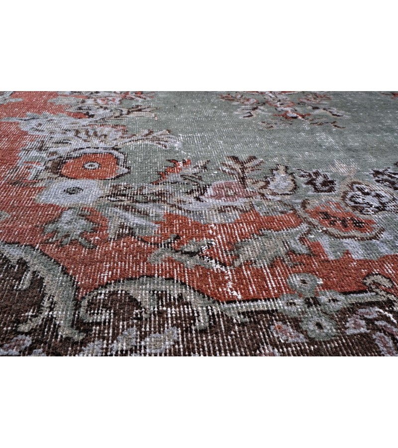 6'4X10''5 Feet, Large size Turkish Rug , Living Room Antique Rug , Brown in Gray color Rug , 60' old vintage Rug , 193x315 cm