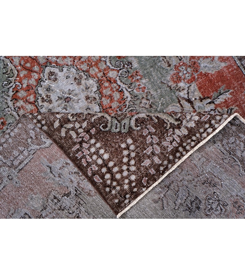 6'4X10''5 Feet, Large size Turkish Rug , Living Room Antique Rug , Brown in Gray color Rug , 60' old vintage Rug , 193x315 cm