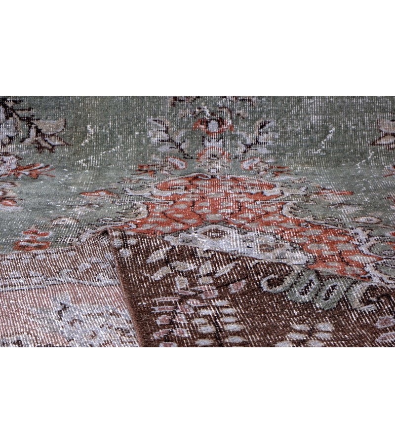 6'4X10''5 Feet, Large size Turkish Rug , Living Room Antique Rug , Brown in Gray color Rug , 60' old vintage Rug , 193x315 cm