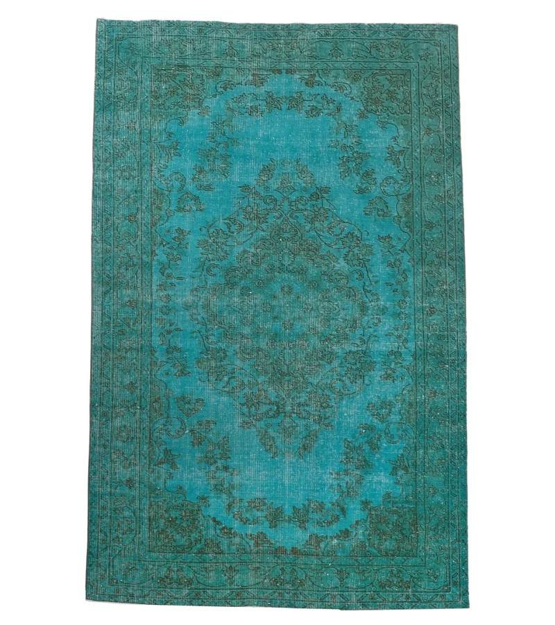 5'6 x 8'' 6 Feet , teal handmade rug , 5x8 kitchen rug , floor madellion rug , turkish vintage rug , 166x257 cm 
