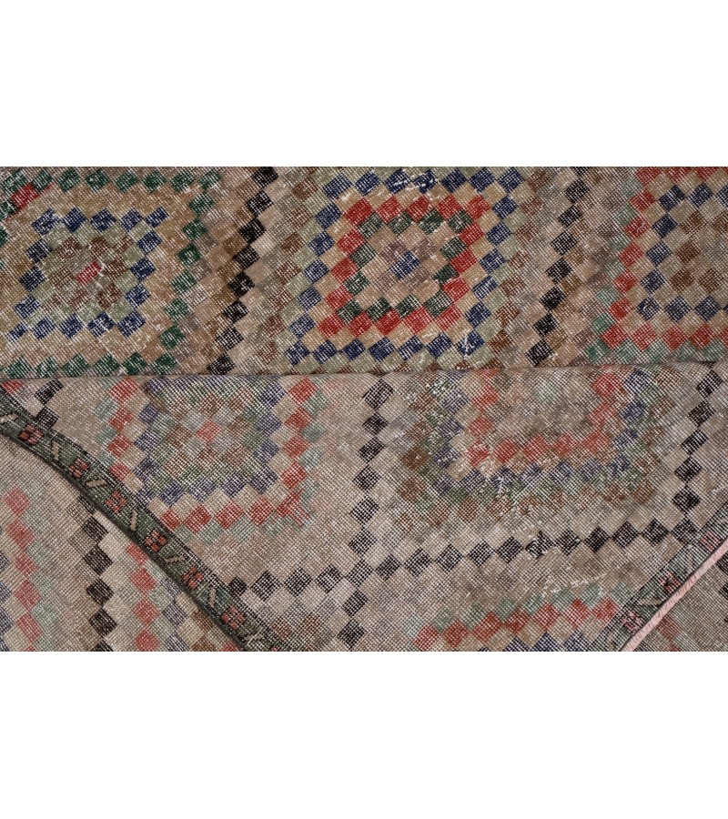 6'4X10''8 Feet , Living Room Rug , Handmade Turkish Rug , 6x11 Geometric  Rug , Bedroom Floor Rug , Antique Rug , 192x325 cm