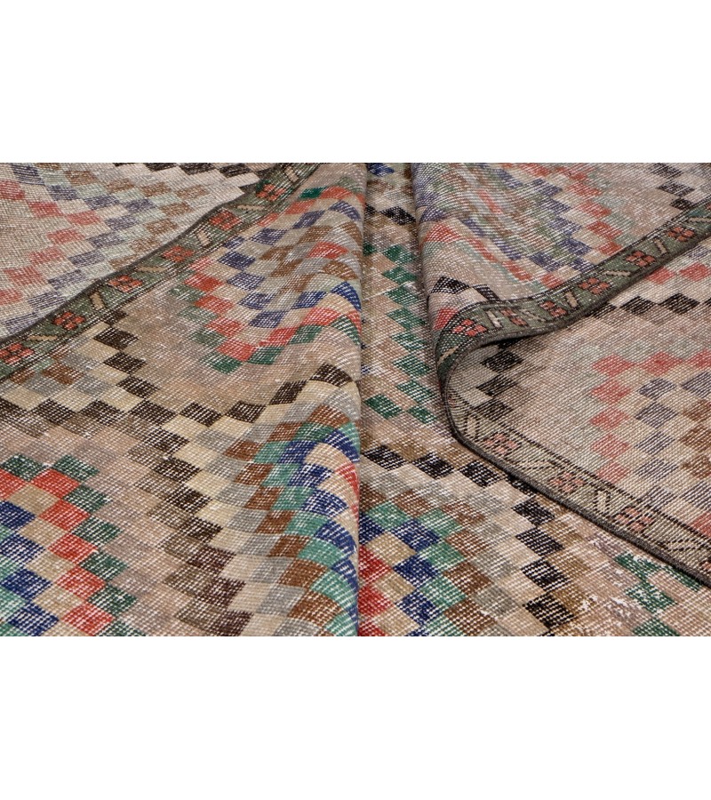 6'4X10''8 Feet , Living Room Rug , Handmade Turkish Rug , 6x11 Geometric  Rug , Bedroom Floor Rug , Antique Rug , 192x325 cm