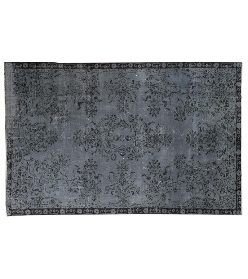 5'9 x 9'9'' Feet , Gray  handmade rug , 5x10 living room  rug , flowers madellion rug , turkish vintage rug , 173x297 cm 