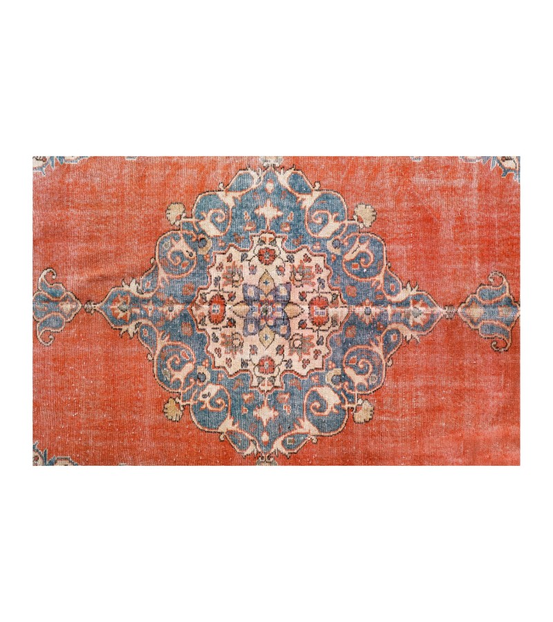 6'8x10'8 turkish area rug , 7x11 handmade wool rug , antique living room rug , red bedroom rug , hand knotted rug , 210x330 cm
