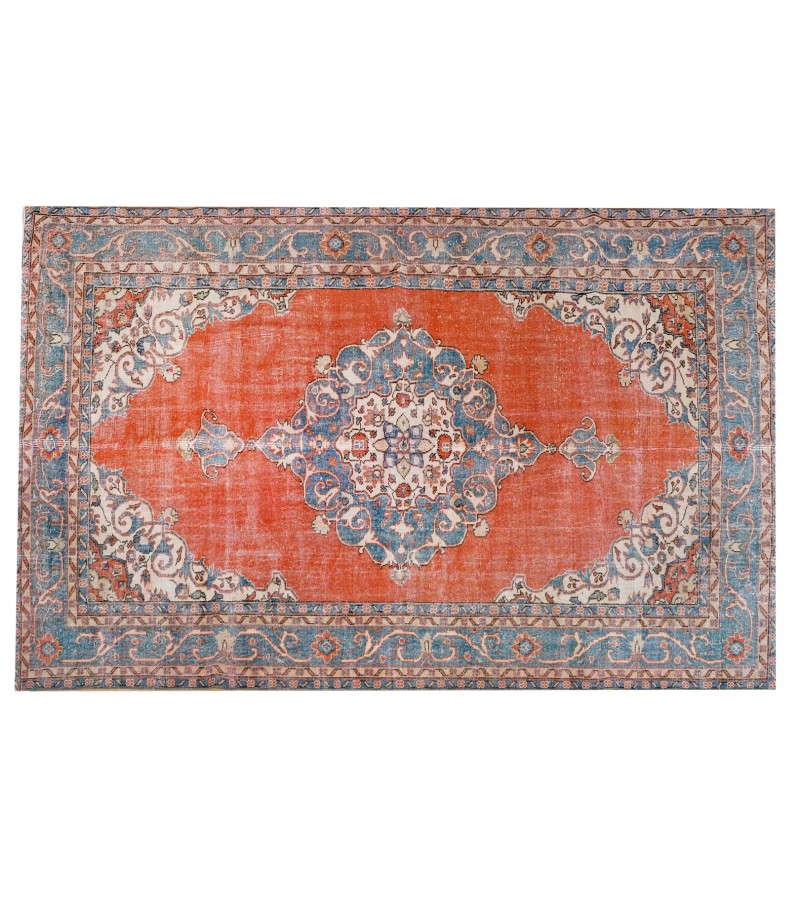 6'8x10'8 turkish area rug , 7x11 handmade wool rug , antique living room rug , red bedroom rug , hand knotted rug , 210x330 cm