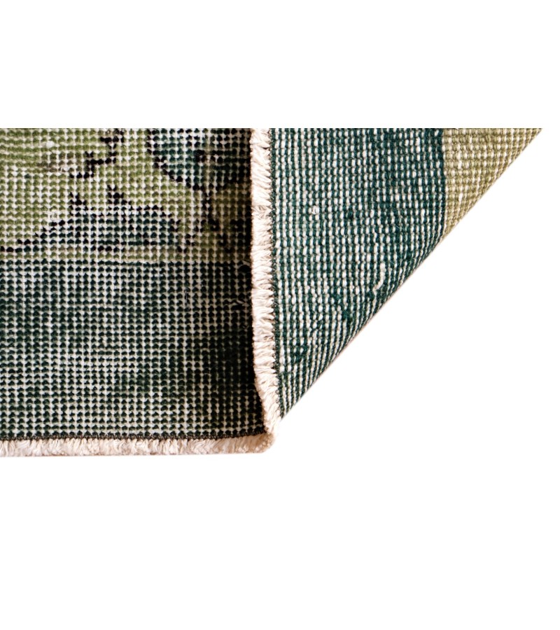 6'5x9'9'' green wool rug , 6x10 handmade rug , distressed rug , faded pastel color rug , large size bedroom rug , 194x296 cm , floral rug