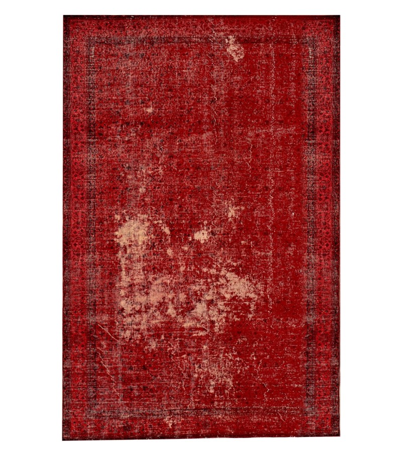 6'7x9'4'' Red wool rug , 7x9 handmade rug , turkish area rug , rug for living room , antique distressed rug , 200x283 cm