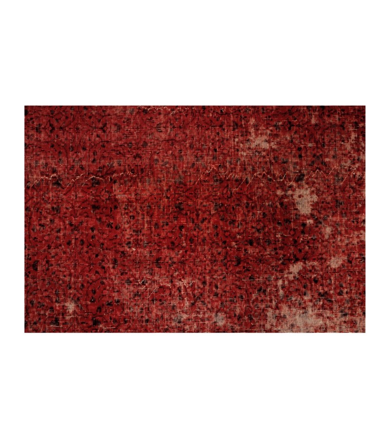 6'7x9'4'' Red wool rug , 7x9 handmade rug , turkish area rug , rug for living room , antique distressed rug , 200x283 cm