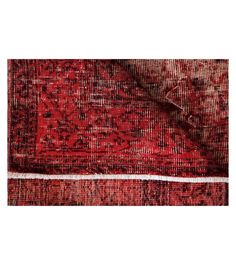 6'7x9'4'' Red wool rug , 7x9 handmade rug , turkish area rug , rug for living room , antique distressed rug , 200x283 cm