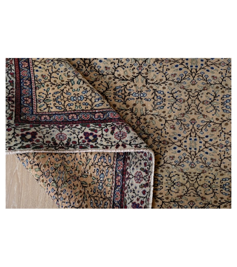 6x9 beige wool rug , turkish handmade rug , 5'6x8'8 antique living room rug , pastel muted rug , anatolian hand knotted rug , 171x271 cm