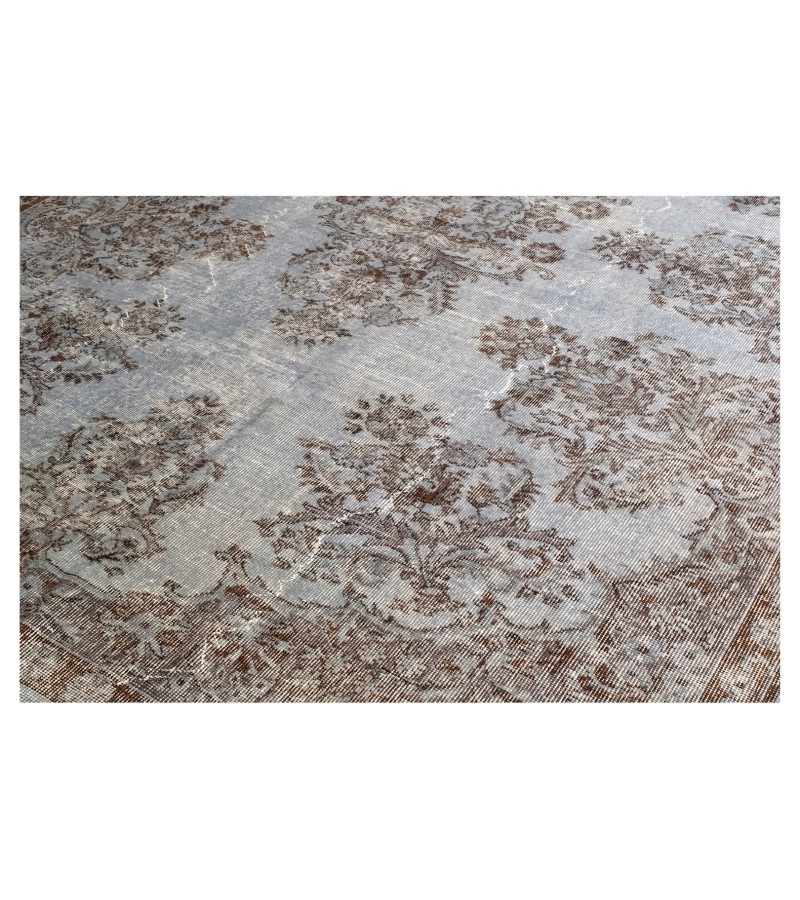 7x10 blue vintage rug, hand made wool rug , antique distressed rug 6'10x10'2 , turkish anatolian rug , muted color rug , faded rug , 206x306