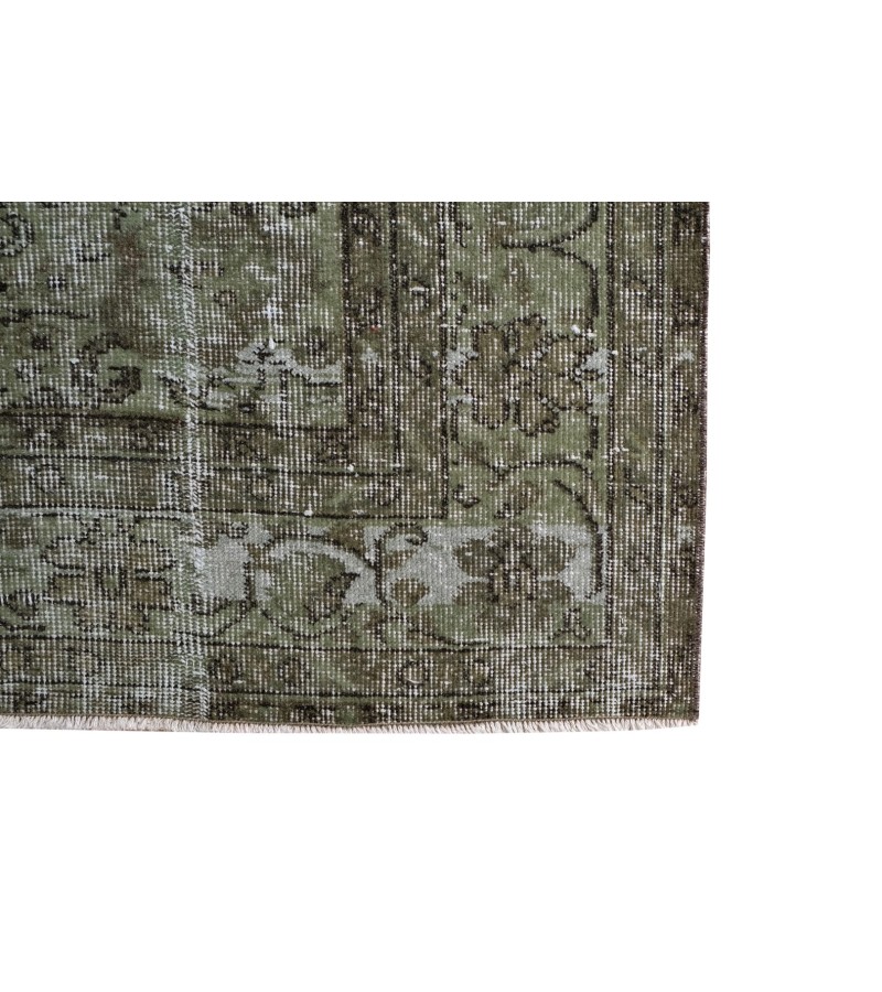 6x10 green wool rug , handmade vintage rug , faded living room rug , antique muted color rug , 6'4x9'9 turkish area rug , 193x296 cm